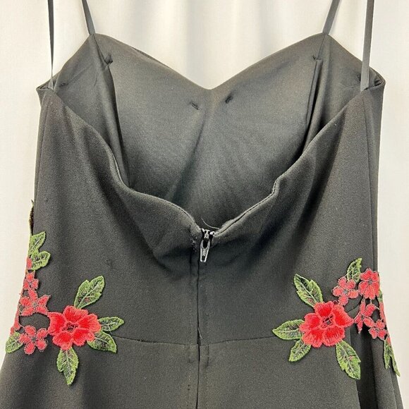 B. Darlin Womens Black Floral Back Zip Strapless Mini Dress Size 5/6 - Picture 5 of 8